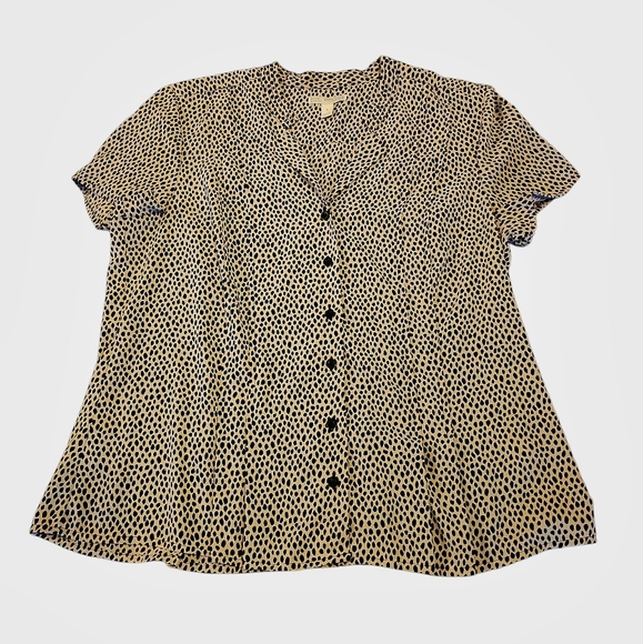 Dana Buchman Tops - DANA BUCHMAN Polka Dot‎ Women's Button-Up Blouse Size Large